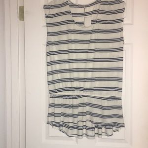 T-shirt top, White with black stripes.